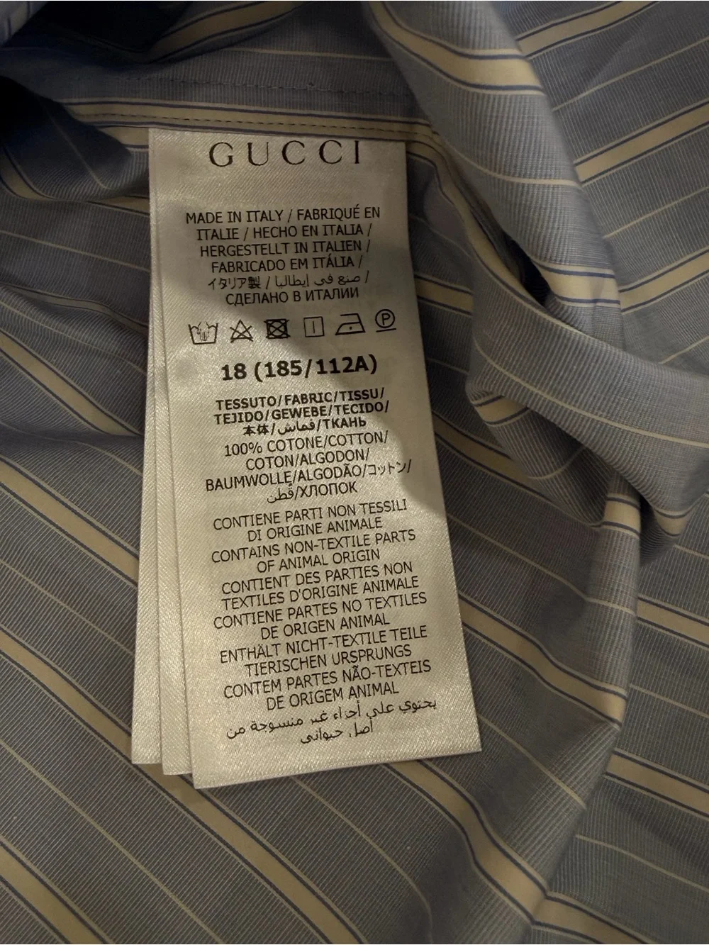 Gucci Light Blue and White Striped Men’s Button-Down Shirt